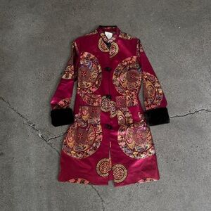 Vintage Brocade Duster w Fur Cuffs